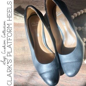 Clark’s Collection Soft Cushion Black Platform Heels